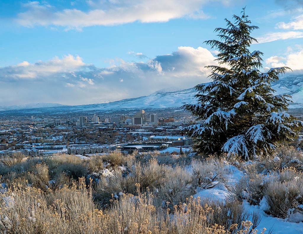 Reno skyline in winter