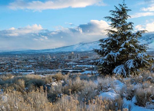 Reno skyline in winter